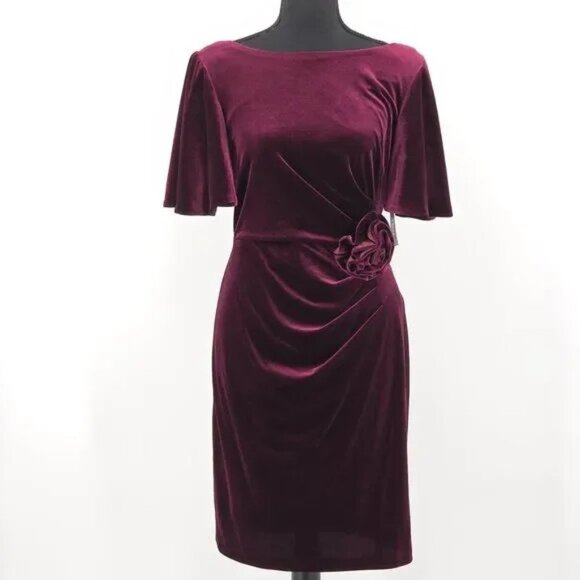 NWT! Jessica Howard Dress ONLY $49! RETAIL $169! Velvet Rosette Embelishment 12P - Picture 1 of 8